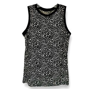 Boutique top leopard print tank black and white size small